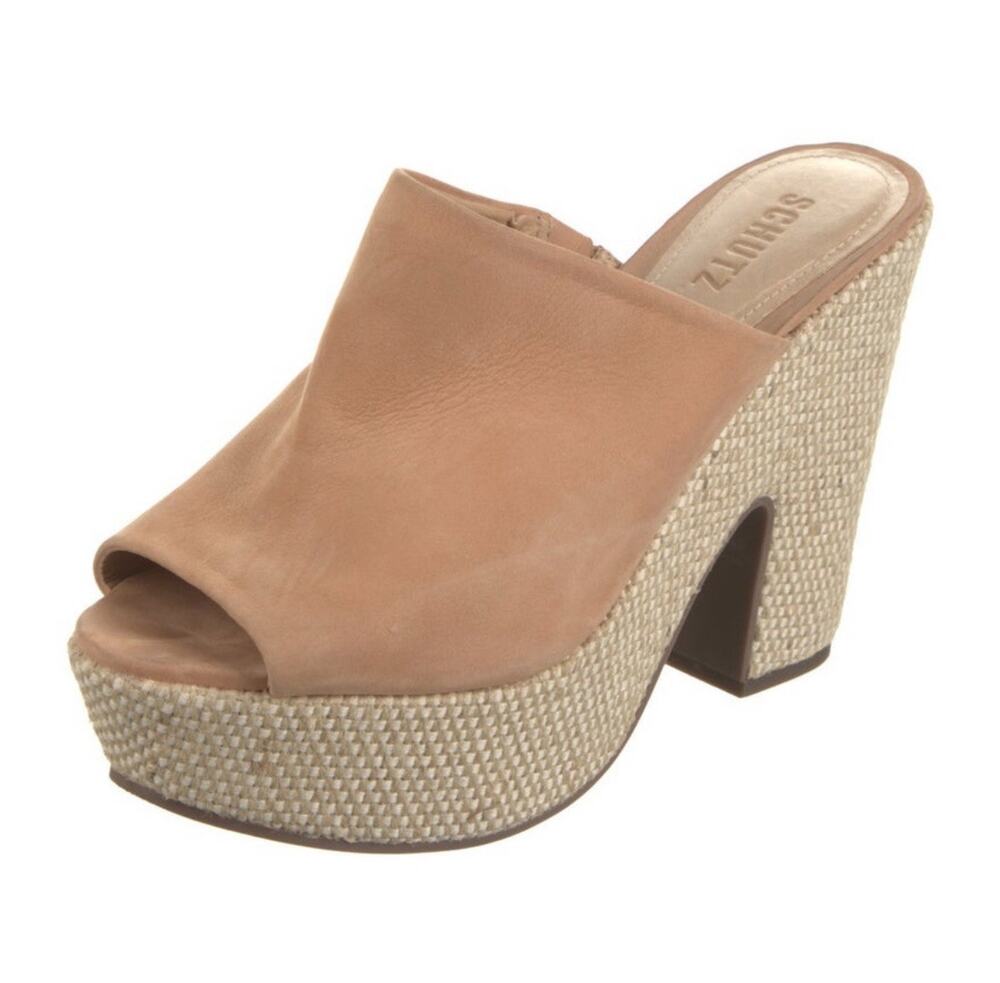 Schutz Dandara Platform Heel Woven Suede Mule Slide Sandal Sz EU 41 EUC275